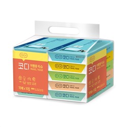 SSANGYONG Компактные бумажные салфетки "Codi Travel Tissue" (двухслойные) 70 листов х 10 упаковок / 210 х 153 мм / 12