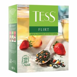 Чай TESS "Flirt" зеленый с клубникой и персиком, 100 пакетиков в конвертах по 1,5 г, 1476-09