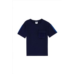 Темно-синяя футболка оверсайз с круглым вырезом для мальчиков Неожиданная скидка в корзине