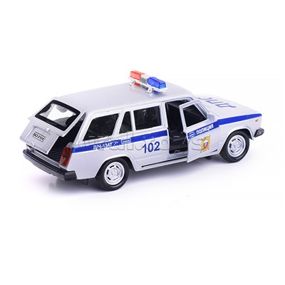 Машина металл ВАЗ-2104 Жигули Полиция 12 см, (откр., двери, багаж,) инерц, в коробке