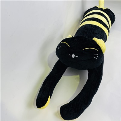 Мягкая игрушка Кошка батон лежачая черная с полосками 50 см (арт. 418/50)