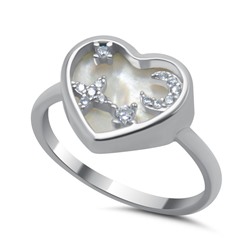 Серебряное кольцо с перламутром и куб.цирконием