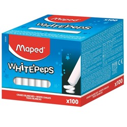 Мел Maped WHITE'PEPS круглый,белый,средн.тверд,100 шт/уп,935020