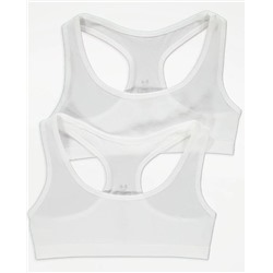 White Seam Free Racer Back Crop Tops 2 Pack