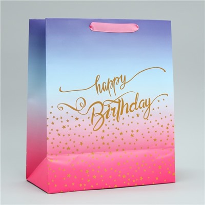 Пакет подарочный, упаковка, «Happy Birthday», 30.5 х 25.4 х 12.7 см