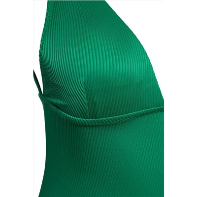 Зеленый текстурированный купальник с V-образным вырезом TBESS24MA00056
