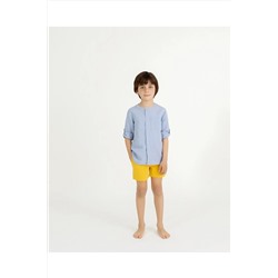 Синяя льняная рубашка для мальчика PNLNGM05