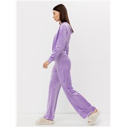 Свободные велюровые брюки фиолетового цвета