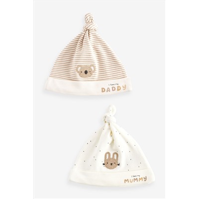 Tie Top Baby Hats 2 Packs (0-6mths)