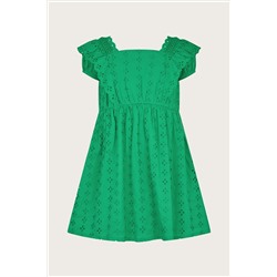 Monsoon Green Broderie Frill Dress