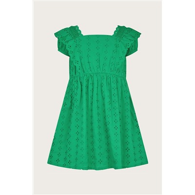 Monsoon Green Broderie Frill Dress