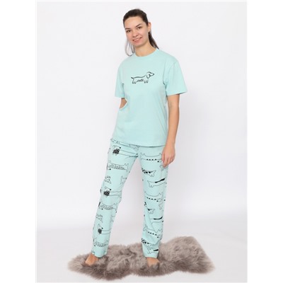CSXW 50036-49 Пижама женская (футболка, брюки),светло-бирюзовый