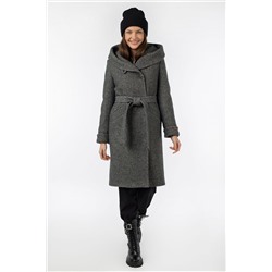02-3087 Пальто женское утепленное (пояс) вареная шерсть серый