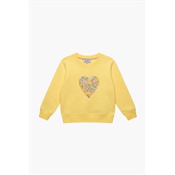 Trotters London Yellow Liberty Print Elysian Day Heart Cotton Sweatshirt