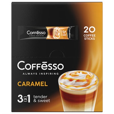 Кофе растворимый порционный COFFESSO "3 в 1 Caramel", пакетик 15 г, 102149