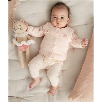 GILET ROSE BÉBÉ FILLE EN REMBOURRAGE RECYCLÉ AVEC VOLANTS