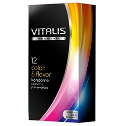 Цветные ароматизированные презервативы VITALIS PREMIUM color & flavor - 12 шт.