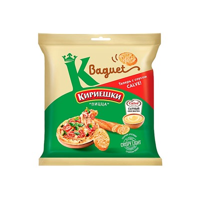 «Кириешки Baguet», сухарики со вкусом пиццы и сырным соусом «Calve», 70 г