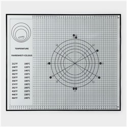 Коврик для выпечки и раскатки теста с разметкой KONFINETTA, армированный, силикон, 60×50 см, чёрный