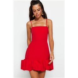 Красное элегантное вечернее платье на тканой подкладке TPRSS23EL00508