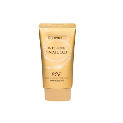 DEOPROCE INTENSIVE SNAIL BB SPF 50+ PA+++ - No. 21 NATURAL BEIGE Интенсивный антивозрастной солнцезащитный BB крем с муцином улитки 50мл