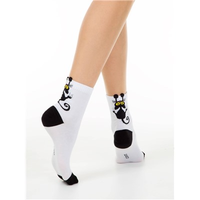 Носки женские CONTE Хлопковые носки CLASSIC с пикотом «Black cat»