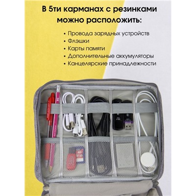 Органайзер для проводов и зарядных устройств (серый) (3254)