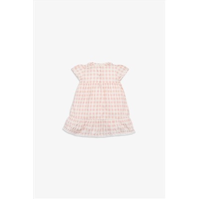 The Little Tailor Baby Pink Cotton Gingham Dress & Bloomer Set