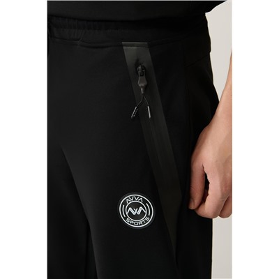 Черные спортивные штаны стандартного кроя на гибкой молнии из ткани джерси с двумя нитками