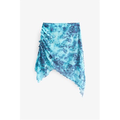 Multi Blue Floral Printed Asymmetric Skirt (3-16yrs)