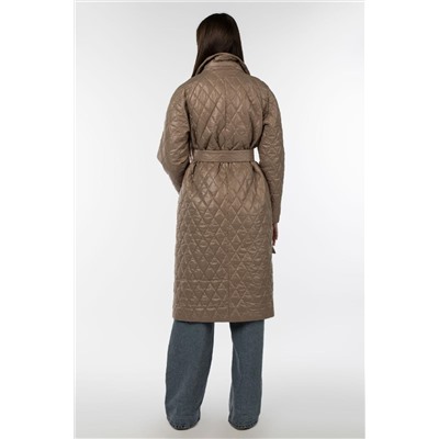 01-10852 Пальто женское демисезонное (пояс) Плащевка темно-бежевый