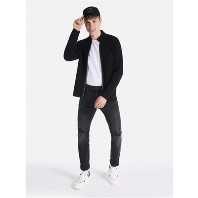 Черный мужской кардиган Slim Fit на молнии Cl1064874