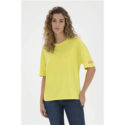Женская футболка оверсайз с круглым вырезом фисташкового цвета Скидка 50% в корзине