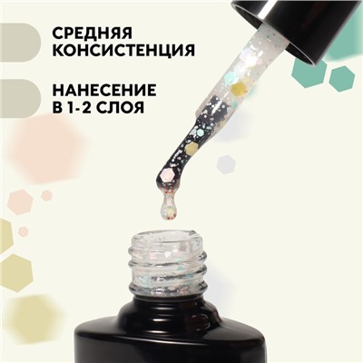 Гель лак для ногтей, «MILK GLITTER», 3-х фазный, 8мл, LED/UV, цвет прозрачный (01)