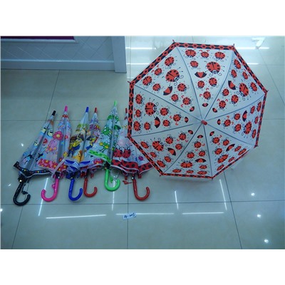 Зонтик детский с рисунком прозрачный 6 цветов 48см со свистком
