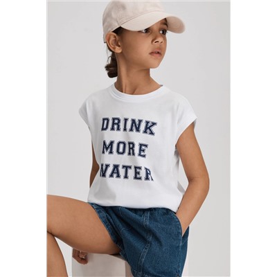 Reiss Tereza Slogan Crew Neck T-Shirt