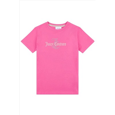 Juicy Couture Classic Fit Girls Pink Diamante T-Shirt