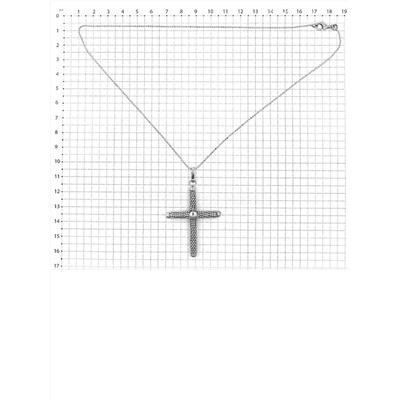Колье крест из серебра родированное, 45 см