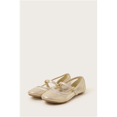 Monsoon Gold Shimmer Princess Ballerina Flats