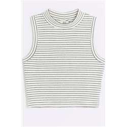 River Island Girls High Neck Stripe Rib Tank