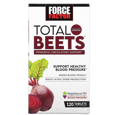 Force Factor, Total Beets, эффективная поддержка кровообращения, 120таблеток