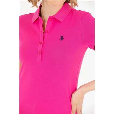 Женская базовая футболка цвета фуксии с воротником-поло Неожиданная скидка в корзине