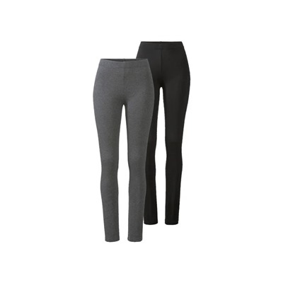 esmara® Damen Leggings, 2 Stück, normale Leibhöhe