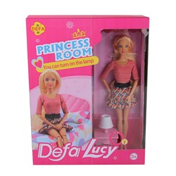 *DEFA Lucy Набор с куклой  "Уютная спальня" (29 см, кровать, аксесс., розовый)