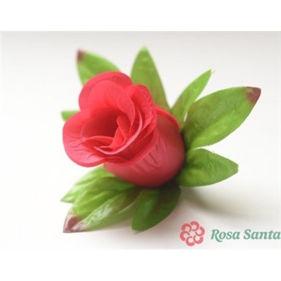 Искусственные цветы, Голова бутона розы с листом (d-60mm) для ветки, венка