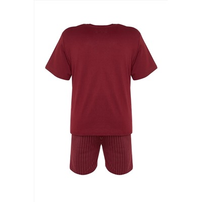 Удобные шорты с принтом больших размеров, бордовые красные, стандартного кроя, пижамный комплект TMNSS23PT00014