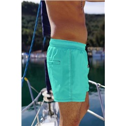 Мужские плавки-шорты для плавания стандартного размера из быстросохнущей ткани мятного цвета с одним задним карманом