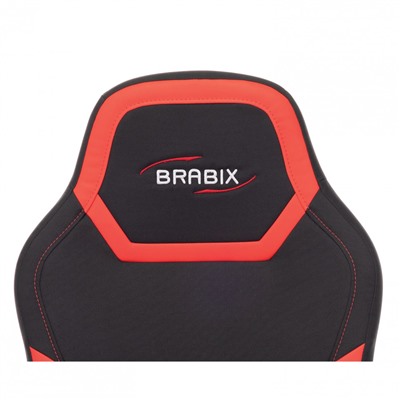 Кресло компьютерное BRABIX Alpha GM-018 ткань/экокожа черное/красное 532637 (1)
