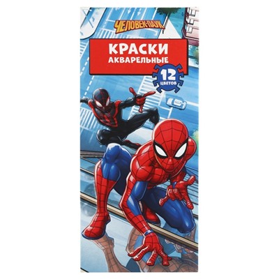 Акварель медовая «Человек-паук», 12 цветов, в картонной коробке, без кисти