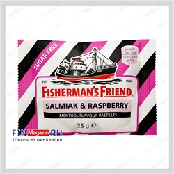 Ментоловые пастилки от укачивания без сахара Fisherman's Friend Salmiak & Raspberry 25 гр